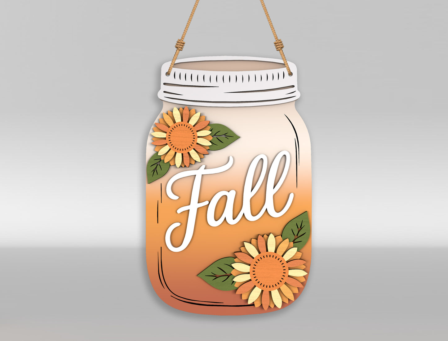 Fall Mason Jar Door Hanger SVG Bundle for Glowforge xTool LightBurn 8 Designs
