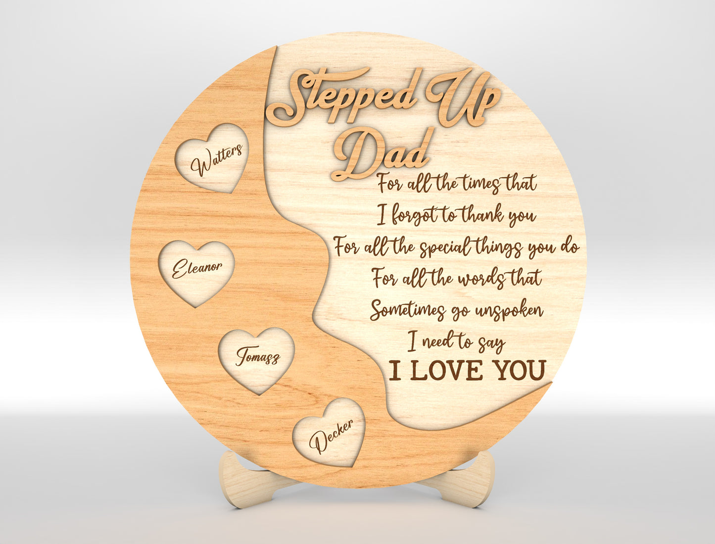 Dad Heart Keepsake Sign SVG Laser Cut File for xTool and Glowforge