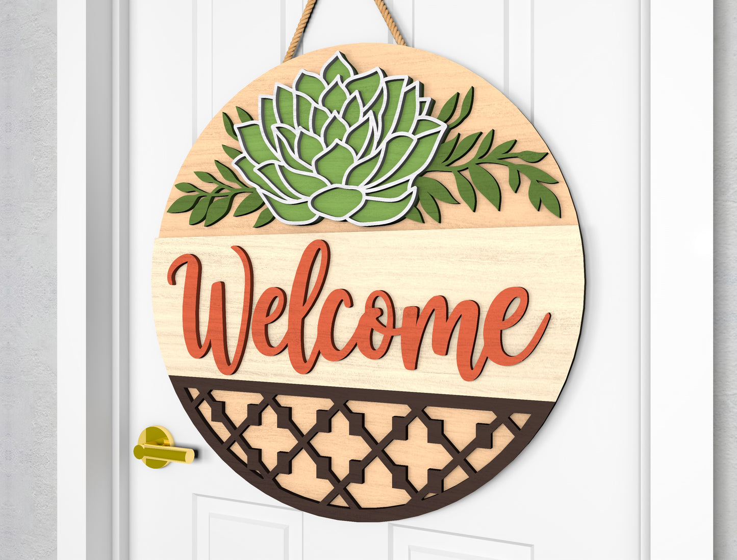Succulent Welcome Door Sign SVG Laser Cut File for xTool and Glowforge