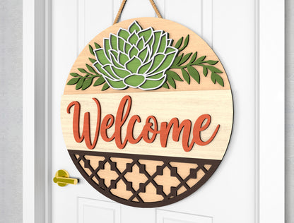 Succulent Welcome Door Sign SVG Laser Cut File for xTool and Glowforge
