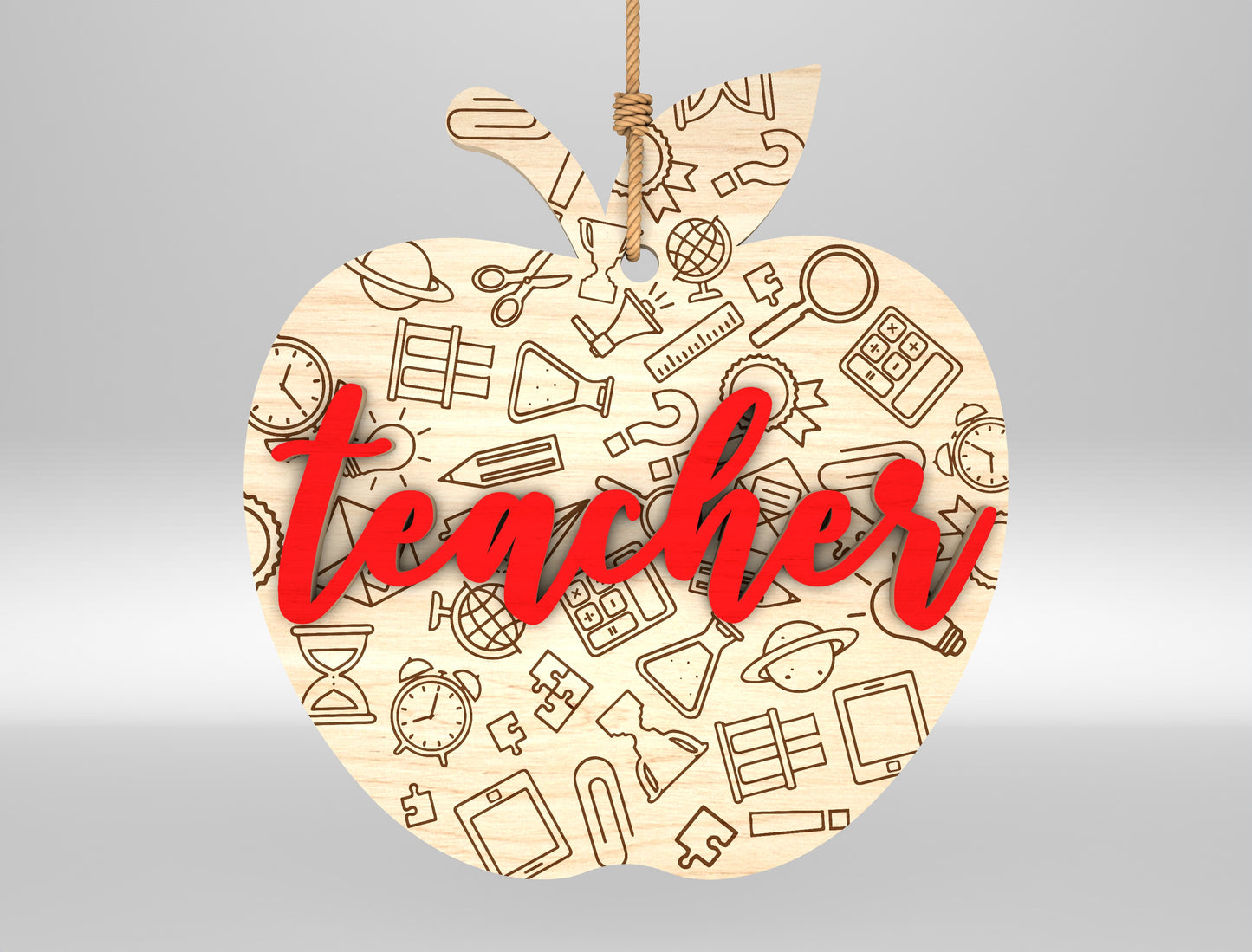 Teacher Apple Ornament SVG Bundle Laser Cut File for Glowforge