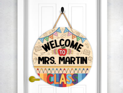Personalized Boho Floral Teacher Door Sign SVG Laser Cut File for Glowforge and xTool