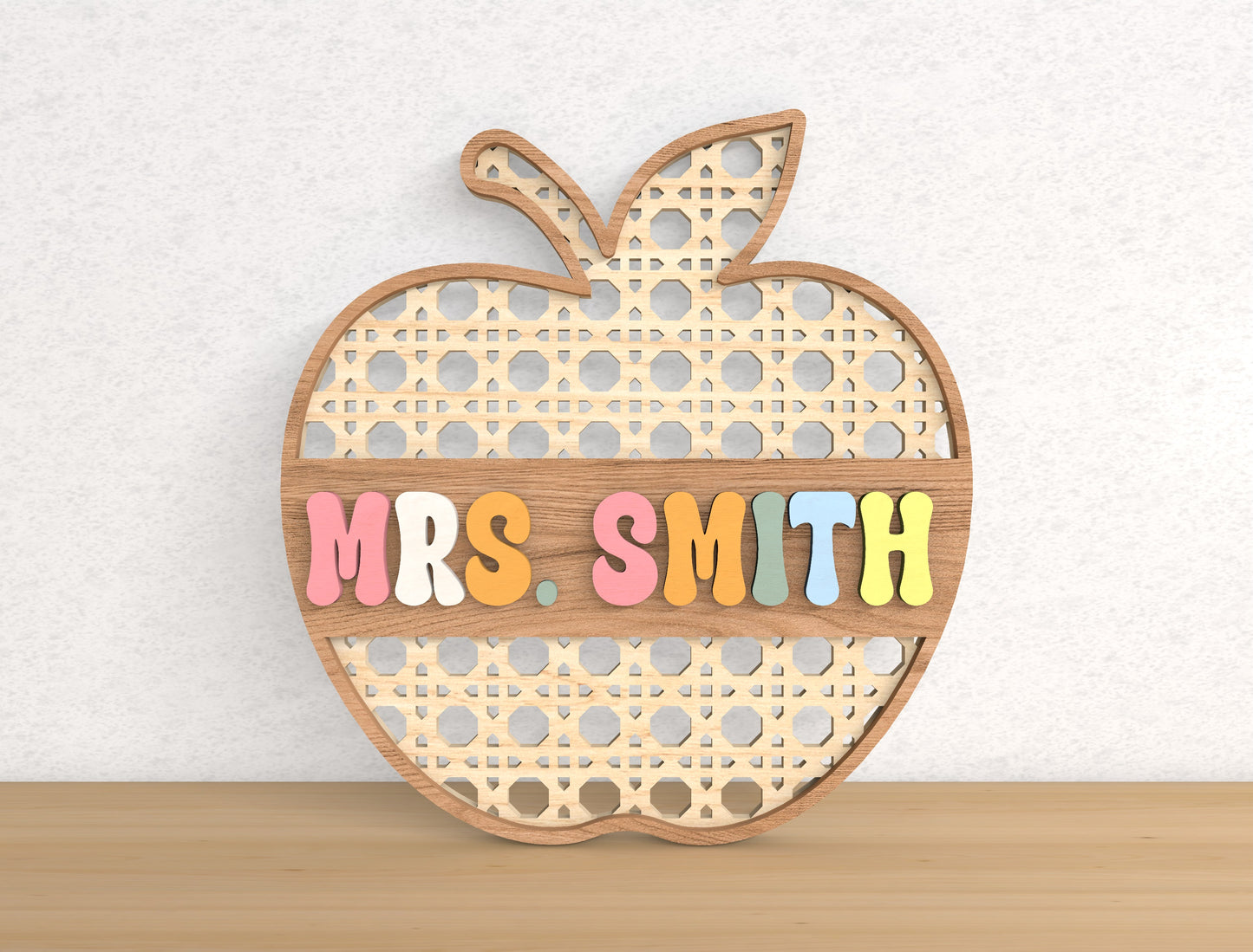 Personalized Apple Classroom Door Sign Laser Cut File for LightBurn and Glowforge