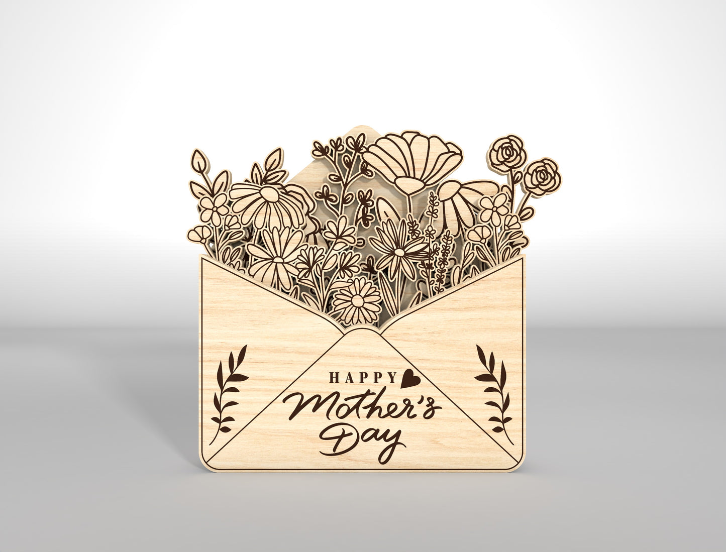 Mother's Day Gift Card Holder SVG Floral Envelope for Glowforge