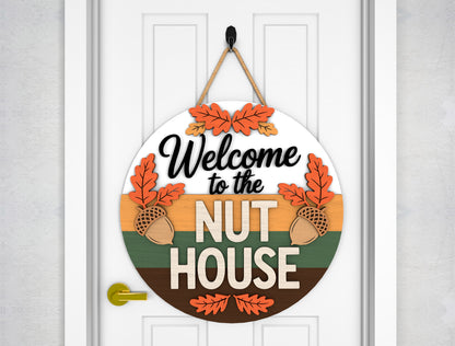 Fall Pumpkin Welcome and Nut House Door Hanger SVG Bundle for Glowforge xTool LightBurn 6 Designs