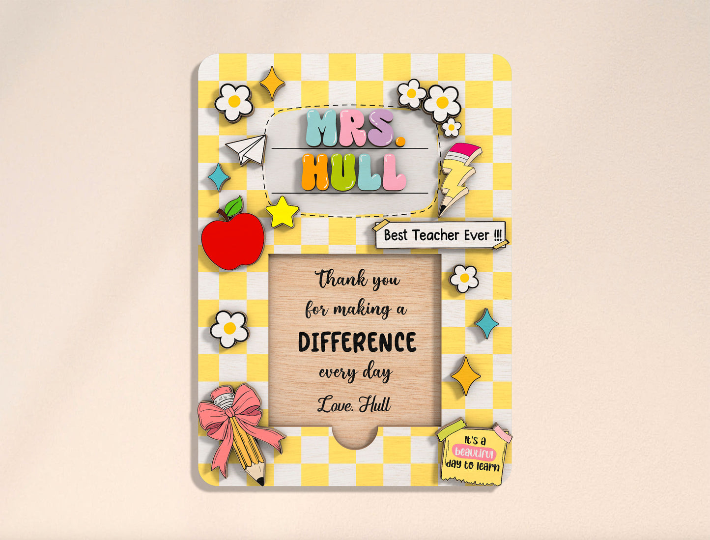 Personalized Teacher Sticky Note Holder SVG Bundle Laser Cut File for Glowforge and LightBurn