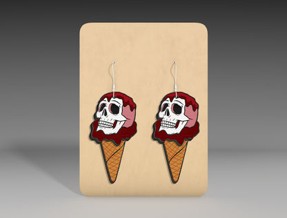 Halloween Skull Ice Cream Earrings SVG Bundle 3 Designs for xTool LightBurn