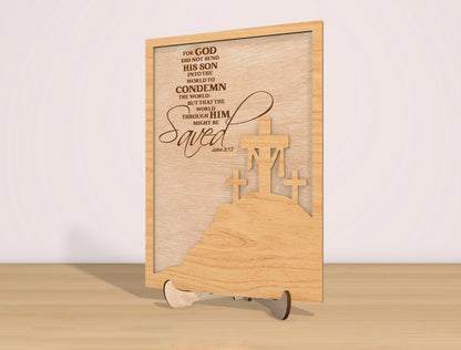 Christian Easter Tabletop Sign SVG He Is Risen Scripture for LightBurn