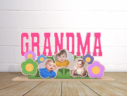 Personalized Mom Grandma Floral Photo Sign SVG for LightBurn and xTool