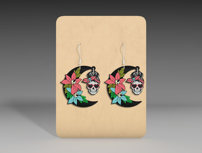 Halloween Skull Moon Earrings SVG Bundle 3 Designs for LightBurn xTool Glowforge