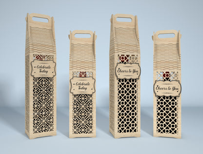 Wine Bottle Gift Box Bundle SVG Laser Cut File for Glowforge and LightBurn
