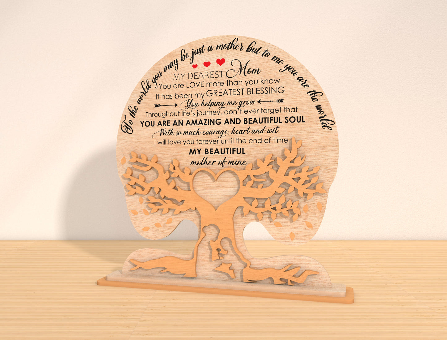 Mom Tree Plaque SVG Mother's Day Poem Sign for Glowforge and xTool