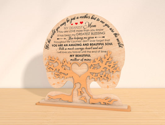 Mom Tree Plaque SVG Mother's Day Poem Sign for Glowforge and xTool