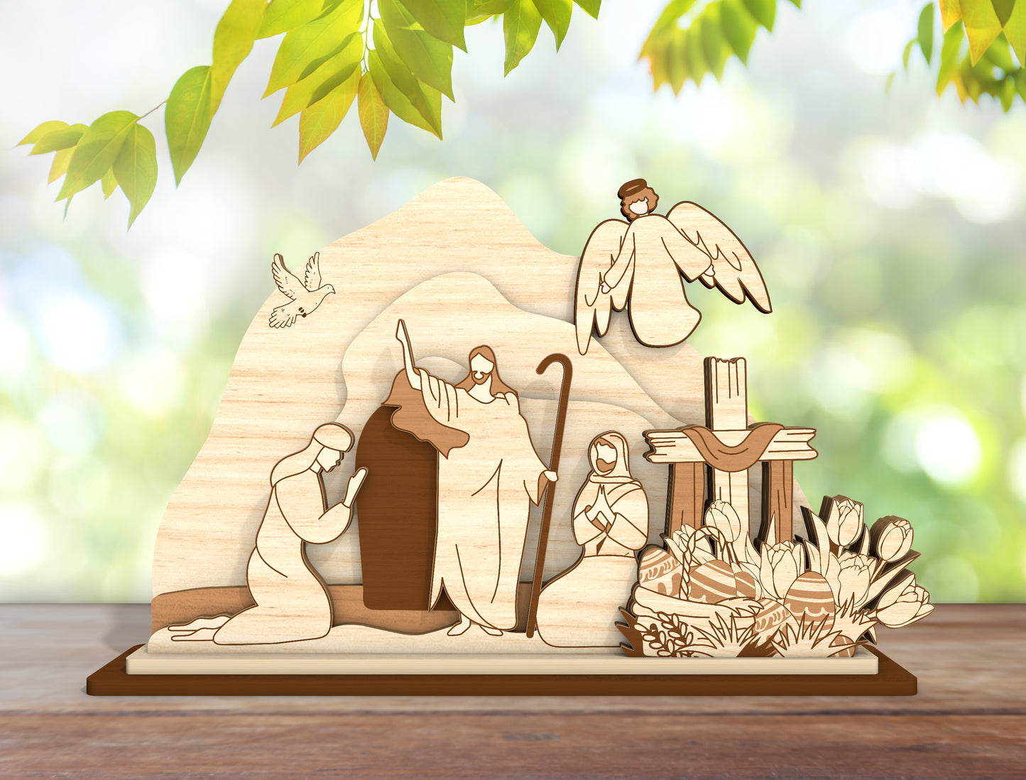 He Is Risen Cross and Bunny Decor SVG Bundle for Glowforge and xTool