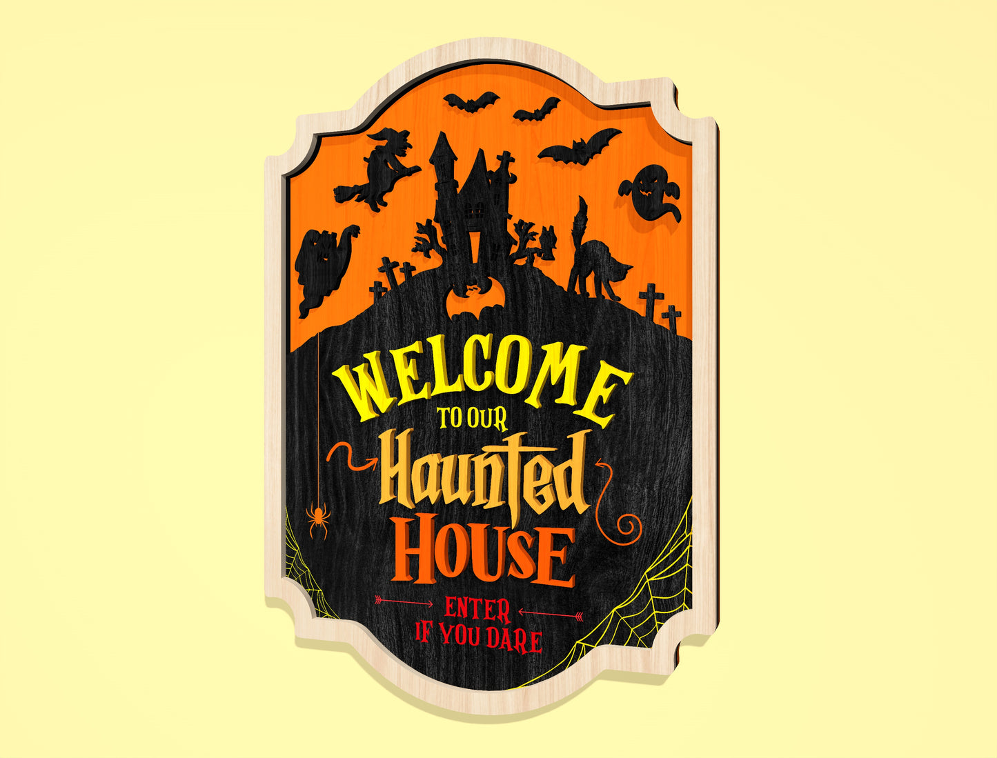 Haunted House Door Sign Multilayer SVG for Glowforge xTool LightBurn