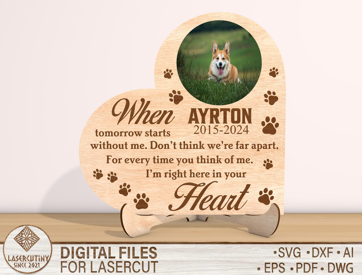 Pet Memorial Photo Frame SVG Bundle Laser Cut File