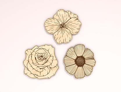 12 Month Flower Shapes Laser Cut File Bundle | Birth Flower Icons | Botanical Wood Cutouts | Glowforge, xTool, LightBurn, etc.