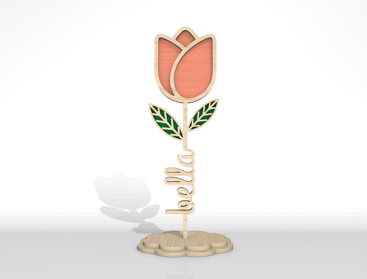Personalized Standing Flower Name Sign SVG Laser Cut File for Glowforge and xTool