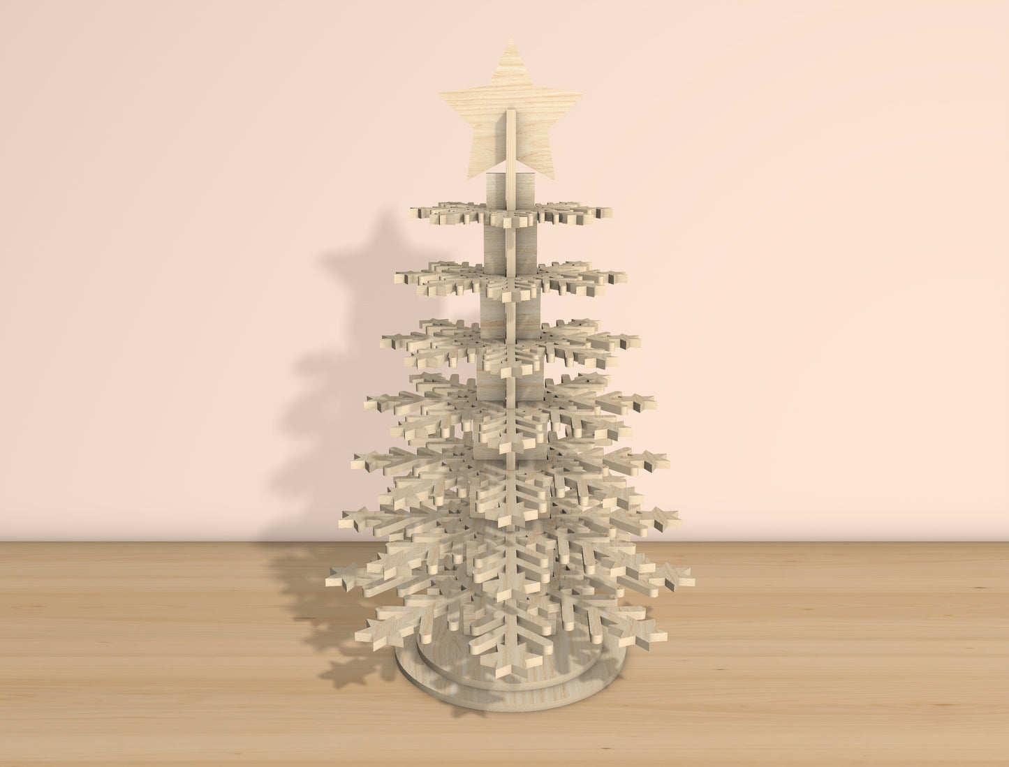 3D Snowflake Christmas Tree Laser Cut File | Ready to Cut | Glowforge, xTool, LightBurn, etc.