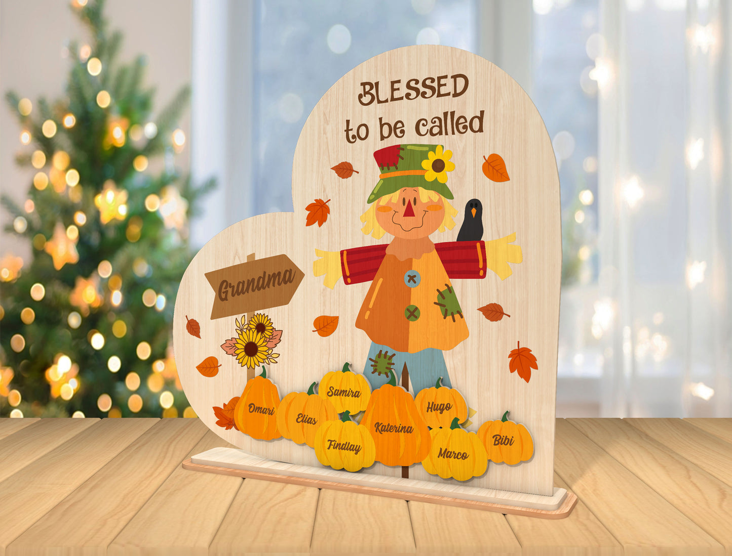 Personalized Blessed to be Called Grandma Scarecrow Sign SVG for Glowforge xTool LightBurn