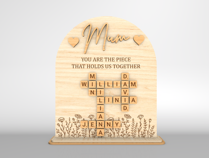 Personalized Mom Crossword Sign SVG for Glowforge and LightBurn