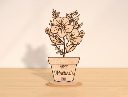Mom Flower Pot Sign SVG Bundle Mother's Day for LightBurn and xTool