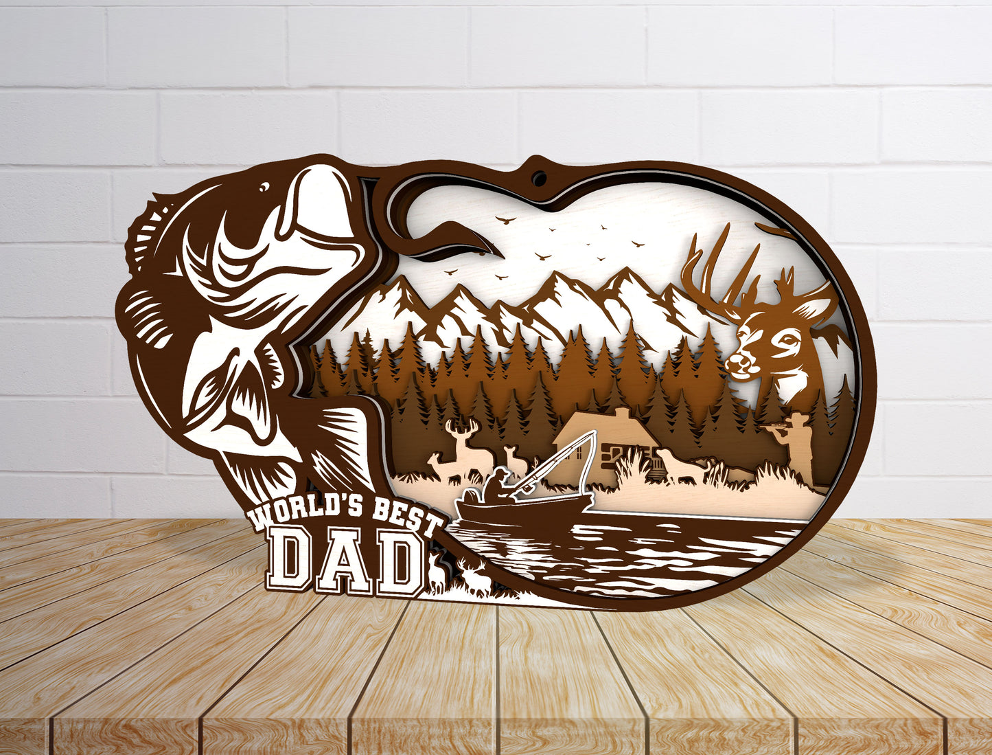 Best Buckin Daddy Hunting Fishing Sign SVG Laser Cut File for Glowforge and xTool