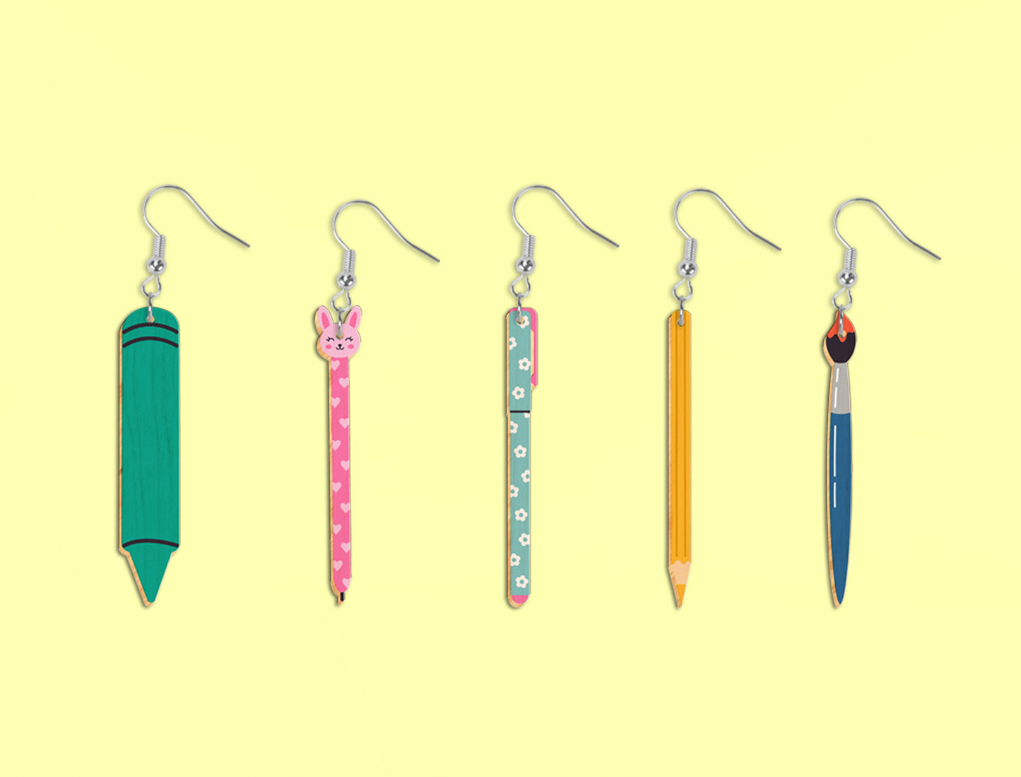 School Supplies Earrings Bundle SVG Laser Cut File for Glowforge Users