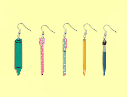 School Supplies Earrings Bundle SVG Laser Cut File for Glowforge Users