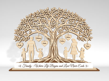 Personalized Family Tree Custom Name Sign SVG for LightBurn and xTool