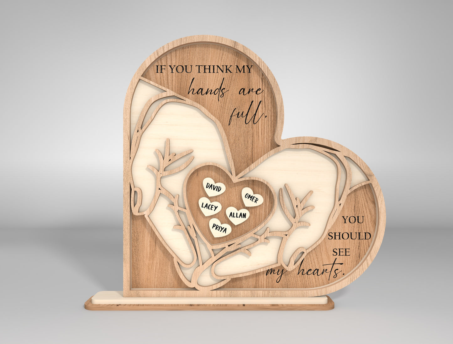 Heart Hands Family Layered SVG Bundle Mom Scene for LightBurn