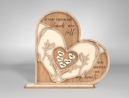 Heart Hands Family Layered SVG Bundle Mom Scene for LightBurn
