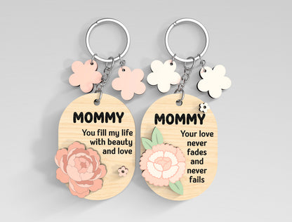 Birth Month Flower Mom Keychain SVG Bundle for Glowforge and xTool