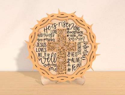 Faith Quote Round Tabletop Sign SVG Bundle Christian Easter for Glowforge