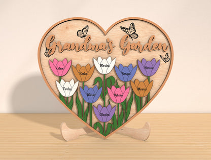 Personalized Flower Heart Family Name Sign SVG for Glowforge and xTool