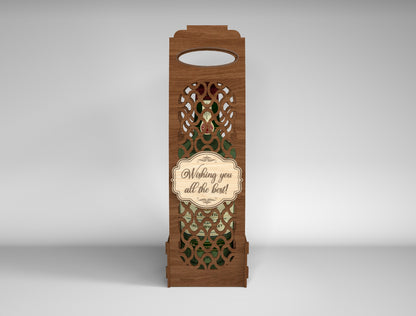 Wooden Wine Bottle Gift Box Bundle SVG Laser Cut File for xTool and Glowforge