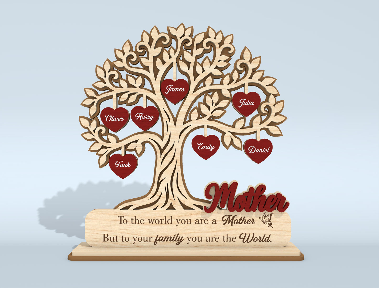 Personalized Family Tree Stand Sign SVG for Glowforge and xTool