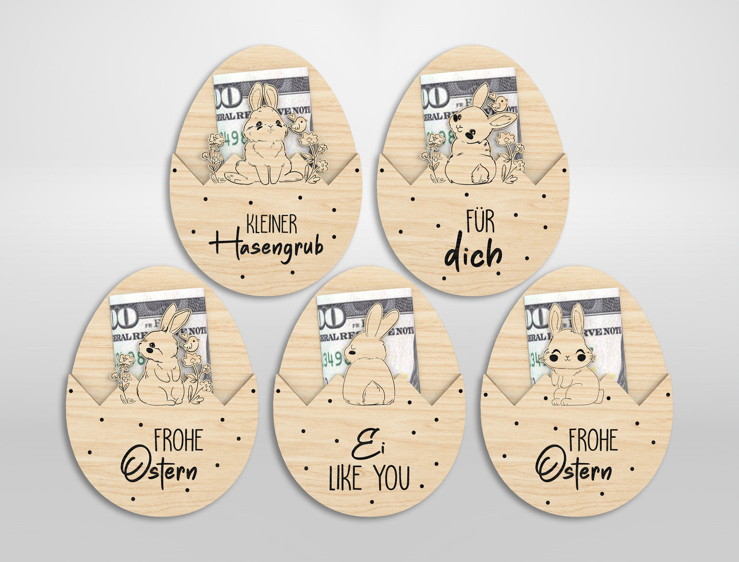 Bunny Money Holder Ornament SVG Easter 13 Designs for Glowforge and xTool