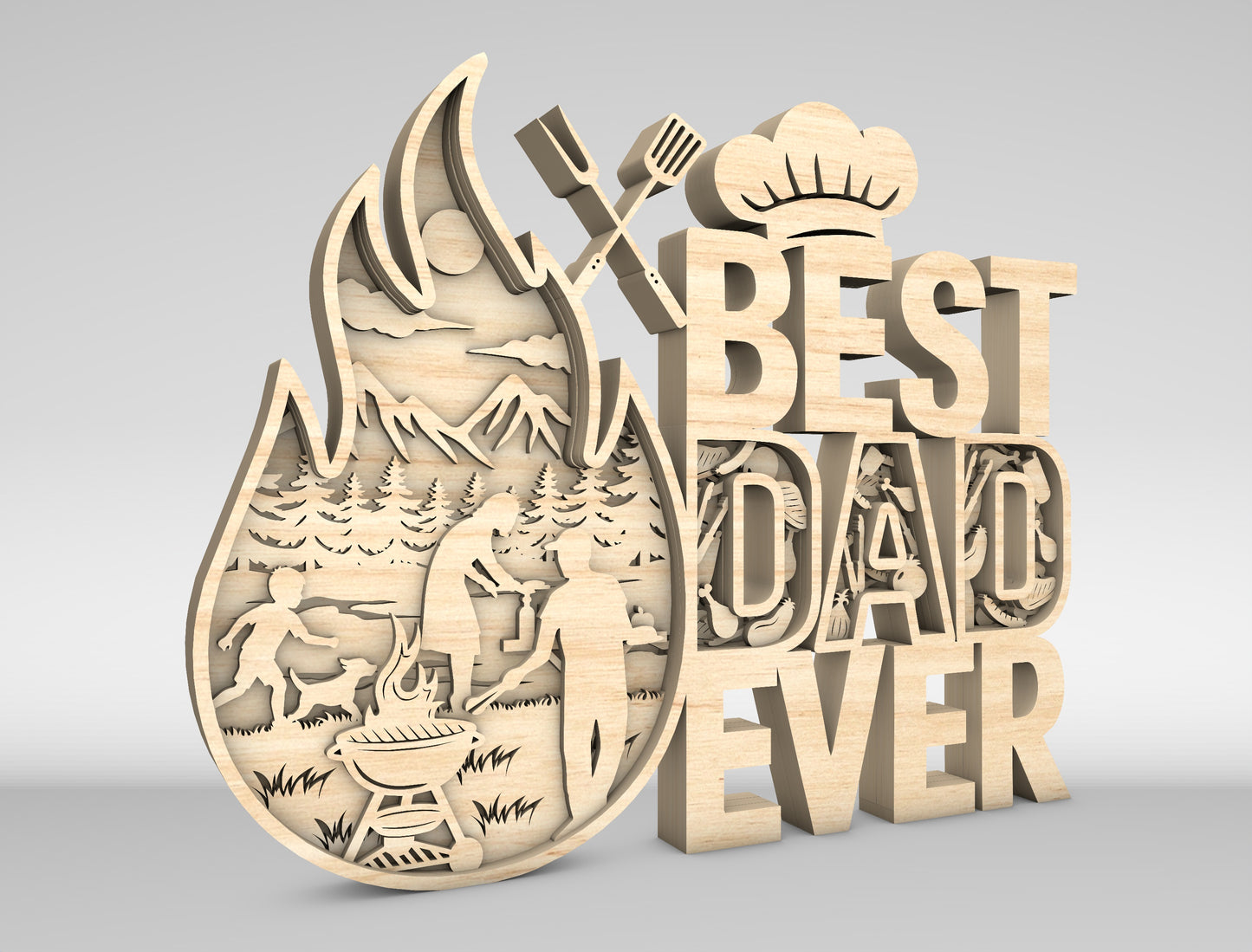 Best Dad Ever BBQ Grill Master Sign SVG Laser Cut File for Glowforge and xTool