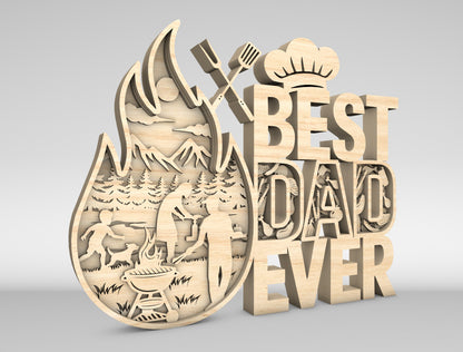 Best Dad Ever BBQ Grill Master Sign SVG Laser Cut File for Glowforge and xTool