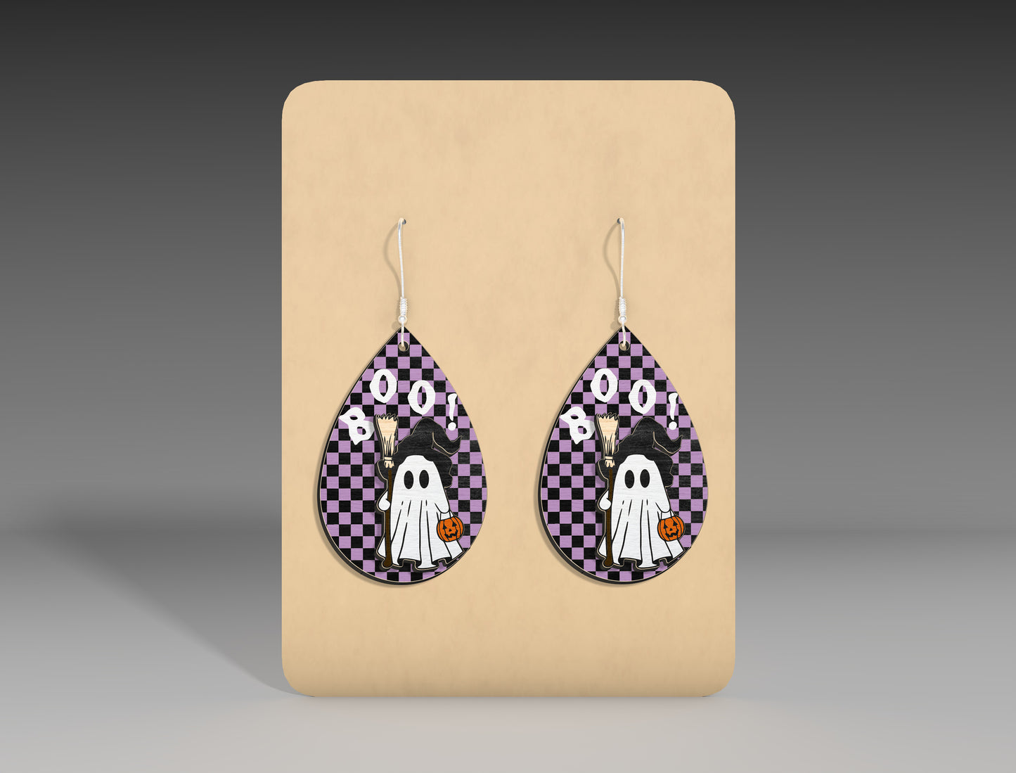 Halloween Ghost Teardrop Earrings SVG Bundle 3 Designs for LightBurn Glowforge xTool