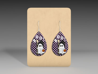 Halloween Ghost Teardrop Earrings SVG Bundle 3 Designs for LightBurn Glowforge xTool