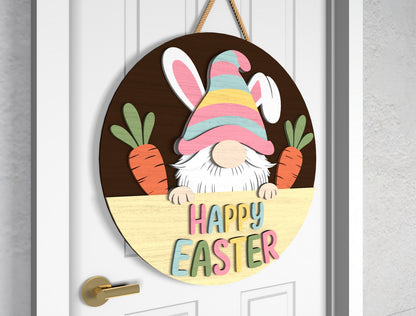 Easter Gnome Door Hanger SVG Bundle 2 Spring Designs for Glowforge and xTool