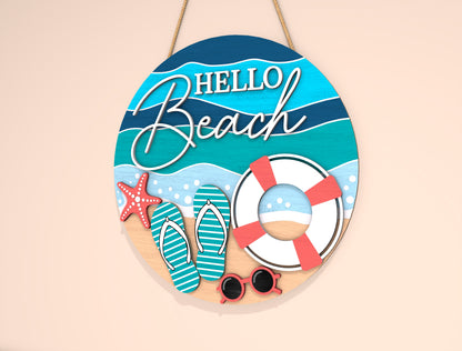 “Hello Beach” Door Sign SVG Laser Cut File for xTool and Glowforge