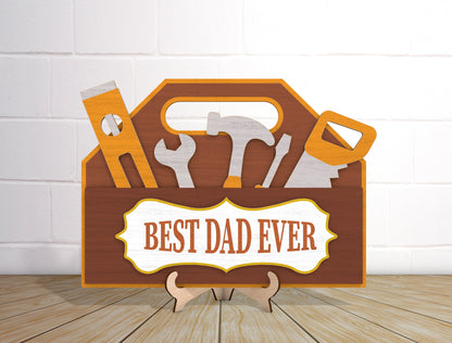 Best Dad Ever Toolbox Sign SVG Laser Cut File for Glowforge and LightBurn