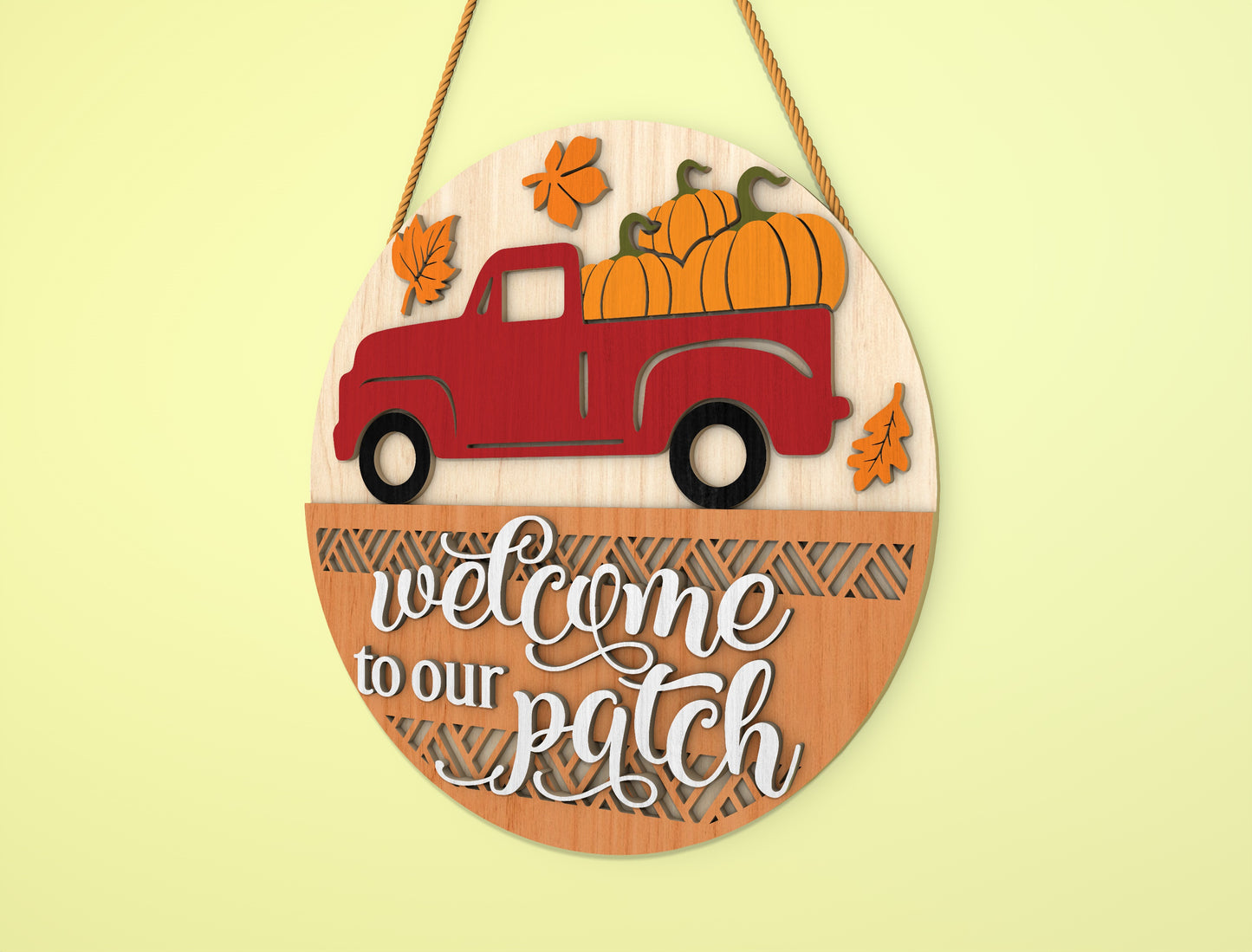 Welcome to Our Patch Pumpkin Truck Door Hanger SVG for Glowforge xTool LightBurn