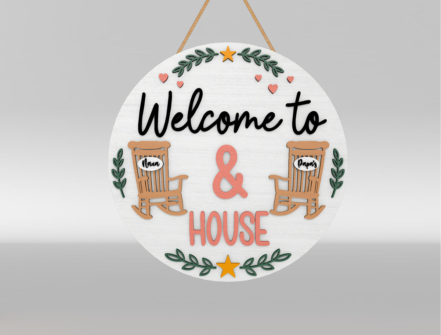 Mother's Garden Floral Welcome Door Sign SVG Bundle for LightBurn