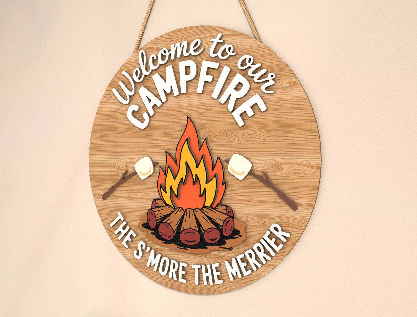 “Welcome to Our Campfire” Door Sign SVG for LightBurn and Glowforge