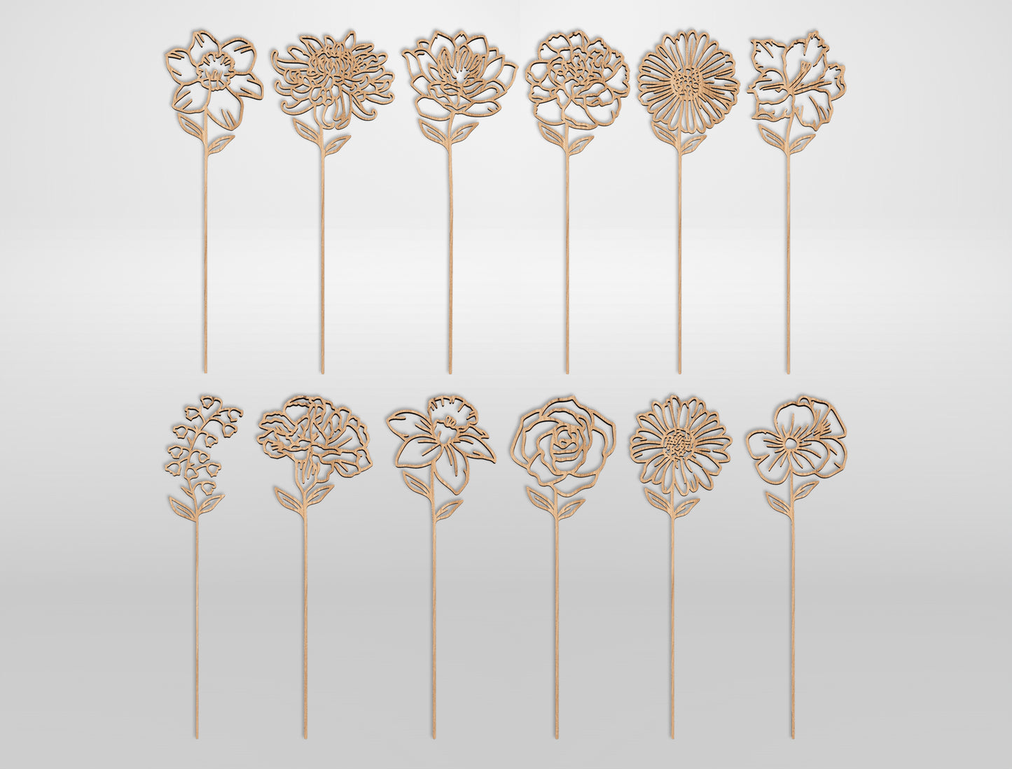 Birth Flower Mason Jar SVG Wooden Bouquet Decor for Glowforge