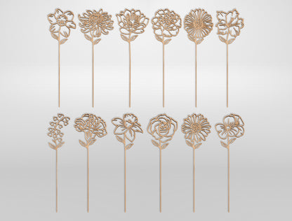 Birth Flower Mason Jar SVG Wooden Bouquet Decor for Glowforge